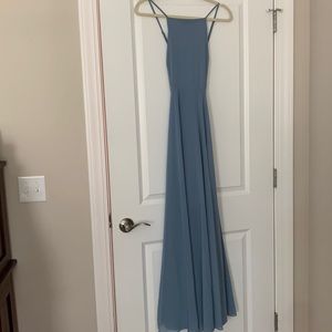 Lulu’s small slate blue full length dress